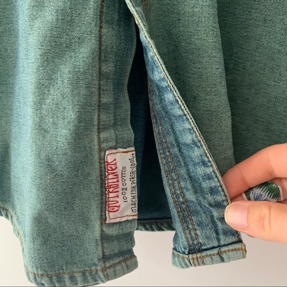 Vintage Quicksilver Denim Chambray Pearl Snap Size M - Picture 3 of 7